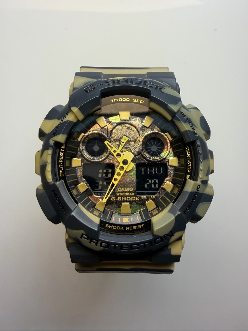 G-Shock Camouflage Black & Tan Analog-Digital Watch with Gold Accents